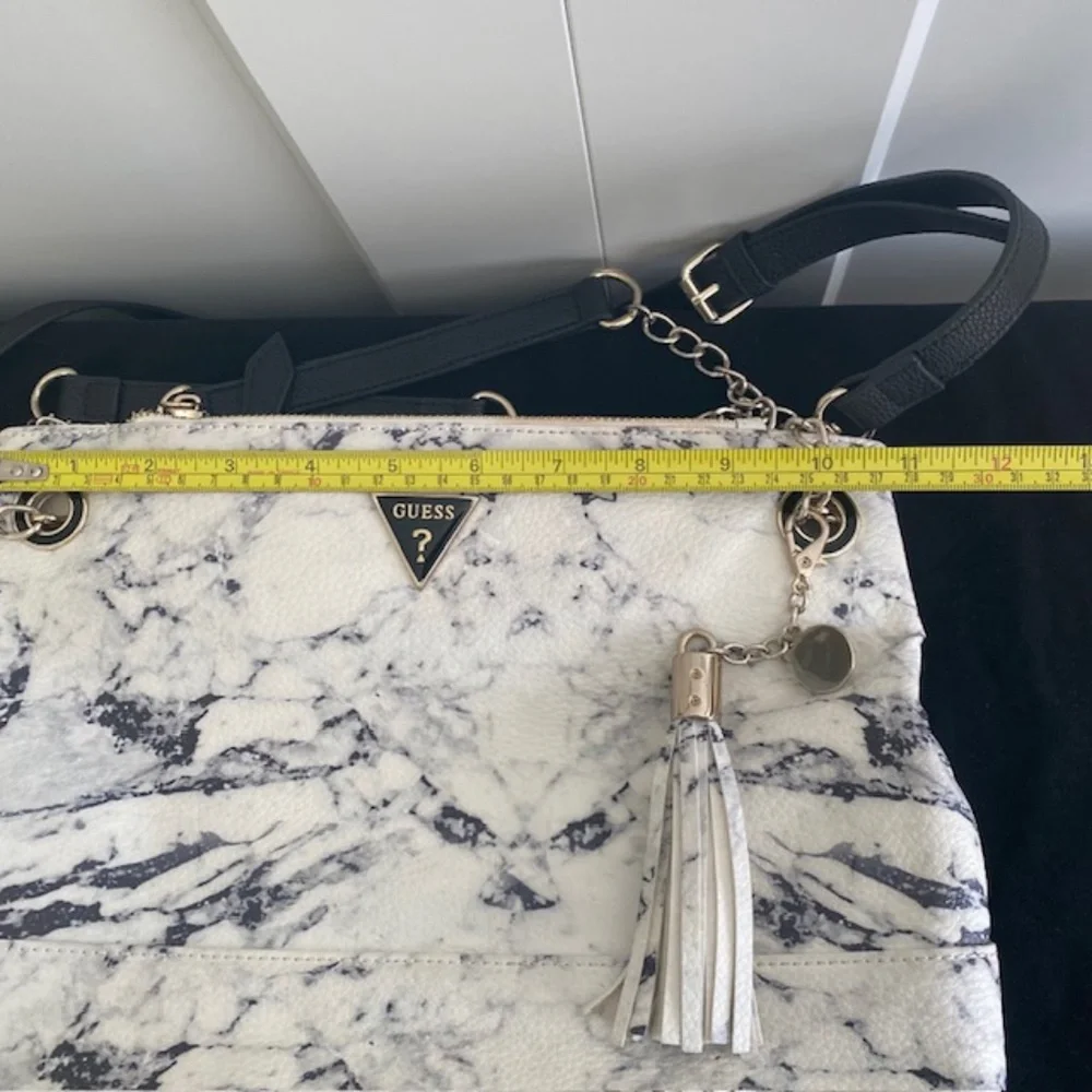 GUESS White Faux-Leather Marble Shoulder Bag - Picture 7 of 10
